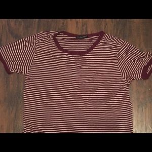 American Dream Burgundy Striped Crop Top
